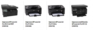 Impresora HP LaserJet Pro M1212nf MFP (CE841A) Impresora HP LaserJet Pro P1102w (CE658A) Impresora HP LaserJet Pro P1102w (CE657A) Impresora multifunción HP LaserJet Pro M1132 (CE847A)