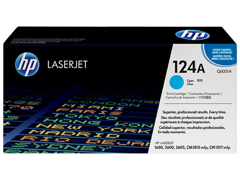 TONER HP 124A CYAN Q6001A, Color: Cian, Compatibilidad: HP LASERJET 2600N/2605/1600, Rendimiento: 2000 páginas.