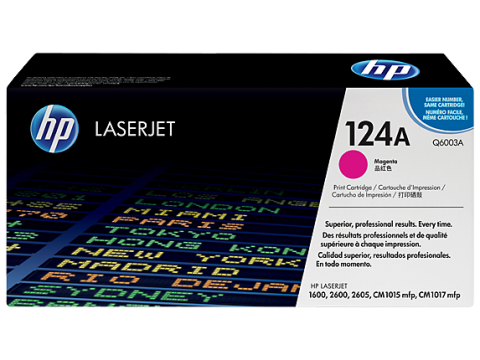 TONER HP 124A MAGENTA Q6003A, Color: Magenta, Compatibilidad: HP LASERJET 2600N/2605/1600, Rendimiento: 2000 páginas.