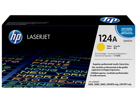 TONER HP 124A YELLOW Q6002A,Color: Amarillo, Compatibilidad: HP LASERJET 2600N/2605/1600, Rendimiento: 2000 páginas.