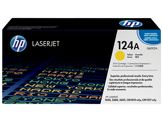 TONER HP 124A YELLOW Q6002A,Color: Amarillo, Compatibilidad: HP LASERJET 2600N/2605/1600, Rendimiento: 2000 páginas.