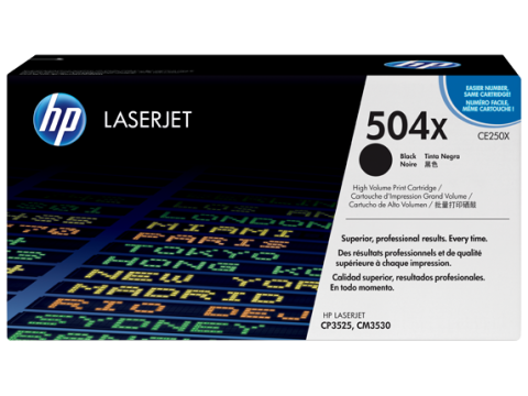 CARTUCHO TONER HP 504X CE250X CP3525 NEGRO 10500P