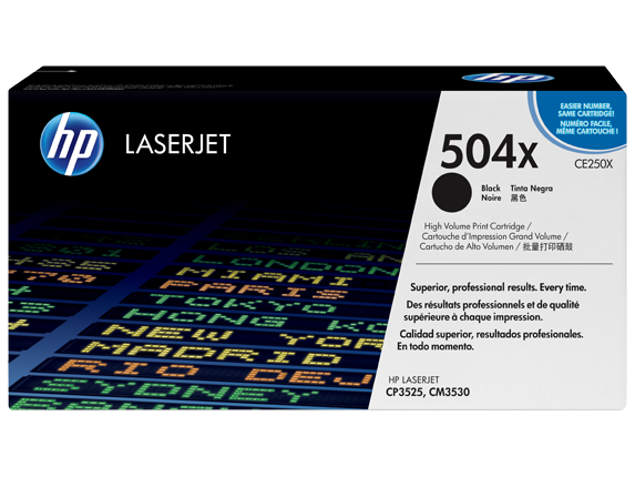 CARTUCHO TONER HP 504X CE250X CP3525 NEGRO 10500P