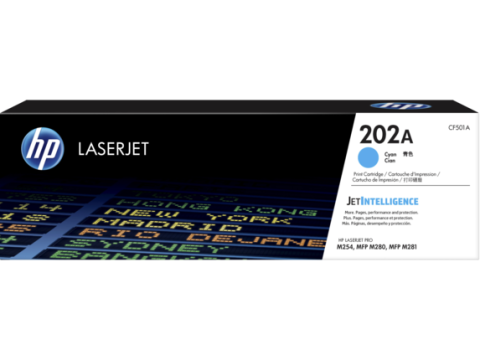 Toner Hp 202A CF501A cyan rendimiento 1300 Paginas para impresoras hp M254DW, M254DN, M281FDW de venta en Lima Toner Hp 202A CF501A cyan